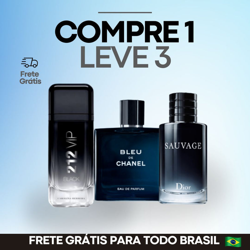 Combo 3 Perfumes Masculinos  - Sauvage | Bleu | 212  - (100ml) [ESQUENTA BLACK FRIDAY]