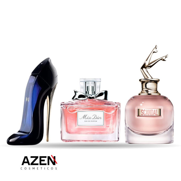 ( Good Girl, Miss Dior e Scandal Jean Paul) 3 fragrâncias 100ml – Femininos